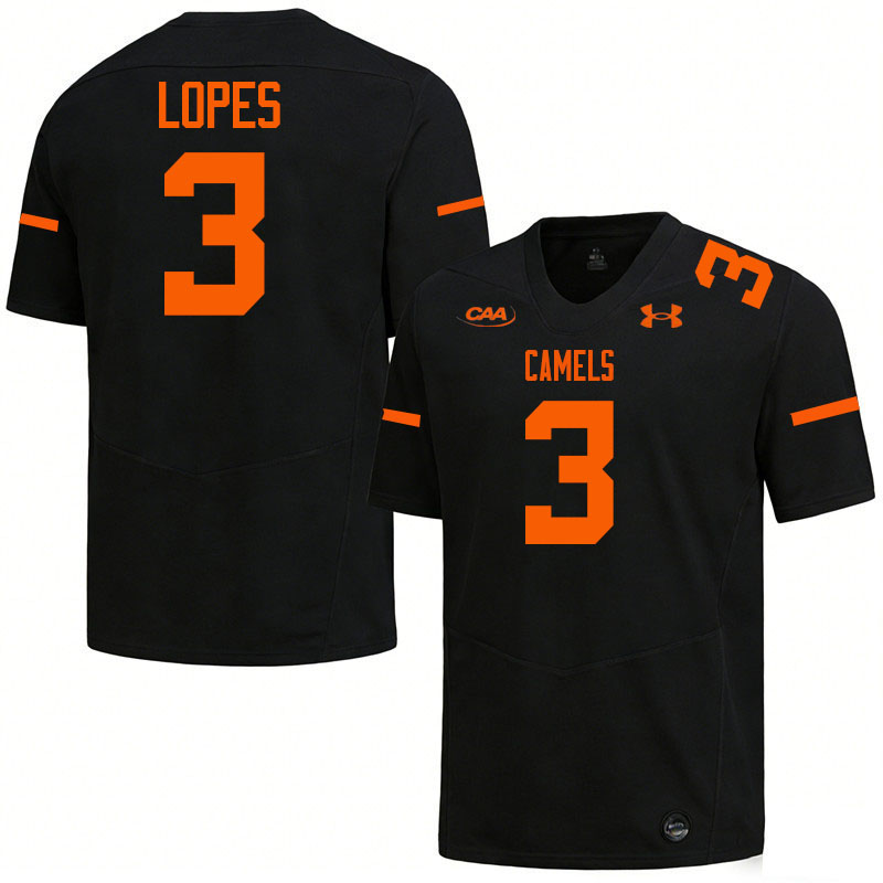 Campbell Fighting Camels #3 Daniel Lopes College Football Jerseys,Uniforms-Black